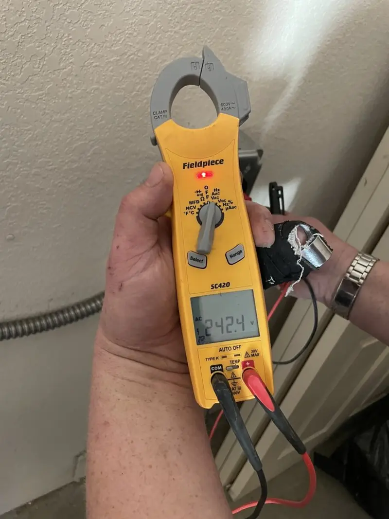 Voltage testing with clamp meter during Generator Installation in Yucca Valley